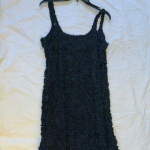 Long blue floral fluff dress